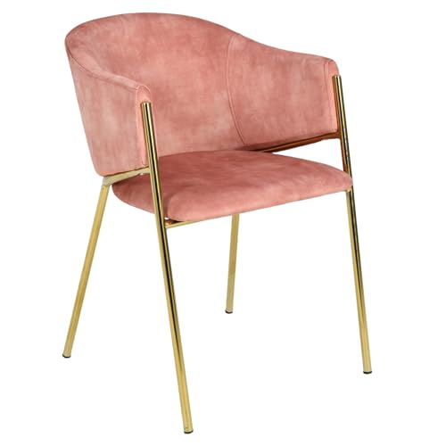 Riess Ambiente Design Stuhl Noblesse - rosé - Samt Esszimmerstuhl golden verchromtes Metallgestell modern gepolstert von Riess Ambiente