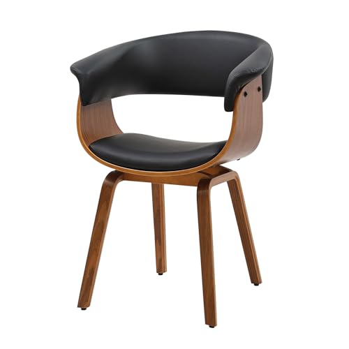 Riess Ambiente Design Stuhl Organic - schwarz - Walnuss Kunstleder Armlehnen Esszimmerstuhl Konferenzstuhl Bürostuhl Retro von Riess Ambiente