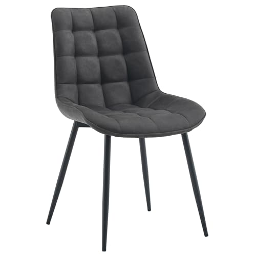 Riess Ambiente Design Stuhl ROADSTAR - grau schwarz - Microfaser Metallbeine Esszimmerstuhl Polsterstuhl von Riess Ambiente