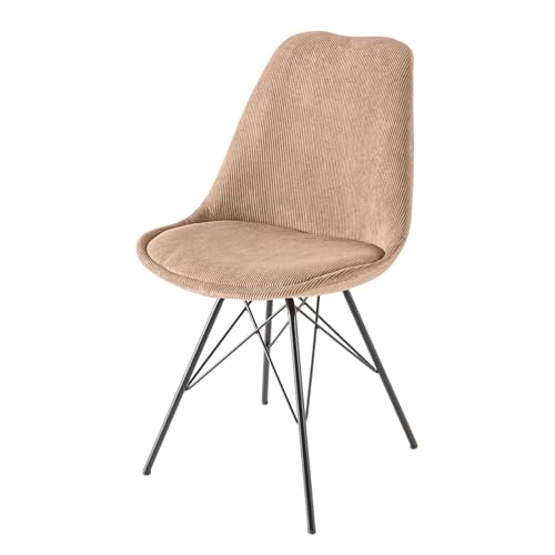 Riess Ambiente Design Stuhl Scandinavia MEISTERSTÜCK braun Cord schwarz Metall-Gestell Schalenstuhl Cordstuhl Polsterstuhl Küchenstuhl Wohnzimmerstuhl Esszimmerstuhl von Riess Ambiente