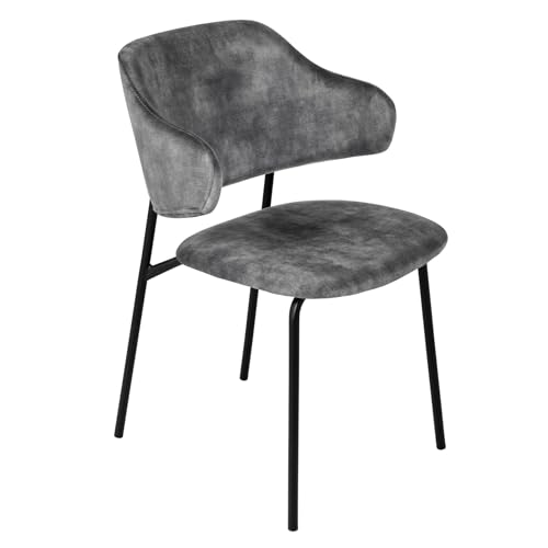 Riess Ambiente Design Stuhl Vogue grau Samt Schwarze Metallbeine, Stuhl für Dein Esszimmer, Esszimmerstühle, Bürostuhl, Stoffbezug von Riess Ambiente