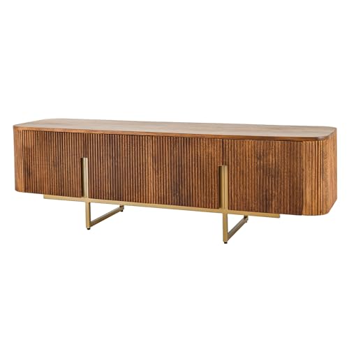 Riess Ambiente Design TV Board Gatsby 160cm braun mattgold Mangoholz Retro, Fernsehschrank für Dein Wohnzimmer von Riess Ambiente
