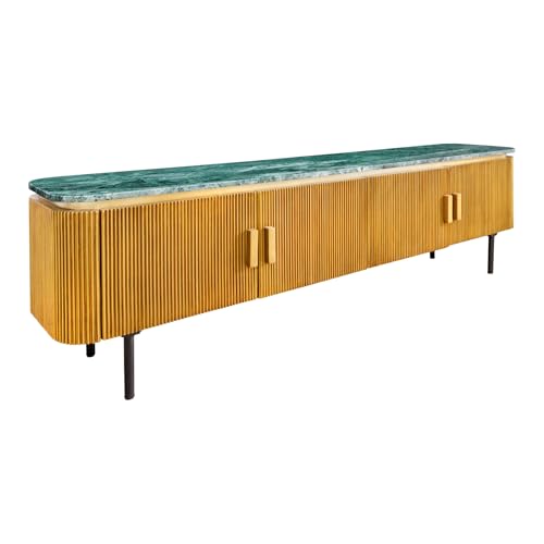 Riess Ambiente Design TV-Board Veneziano - 160cm - Messing grün Marmorplatte Mangoholz TV-Schrank Retro von Riess Ambiente