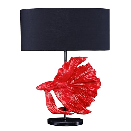 Riess Ambiente Design Tischlampe CROWNTAIL - 65cm - schwarz rot - Stoffschirm Marmorfuß Nachttischlampe Schreibtischlampe Dekolampe Leuchte Riess Ambiente Design Tischlampe CROWNTAIL - 65cm - schwarz rot - Stoffschirm Marmorfuß Nachttischlampe Schreibtischlampe Dekolampe Leuchte von Riess Ambiente