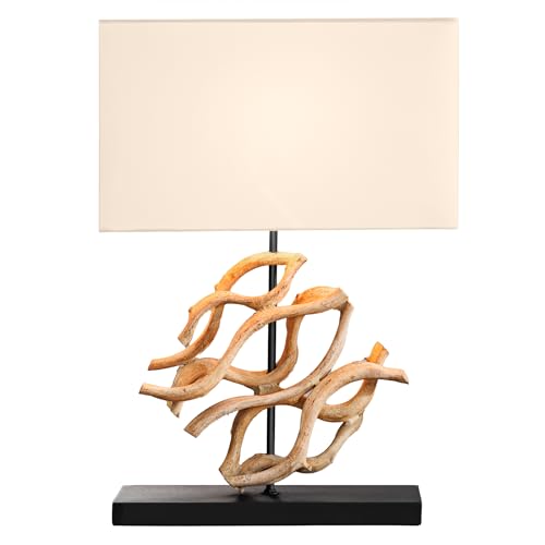 Riess Ambiente Design Tischlampe WAVE 60cm natur Massivholz handmade weiß Baumwollschirm, dekorative Nachttischlampe, Dekolampe, Leselampe Riess Ambiente Design Tischlampe WAVE 60cm natur Massivholz handmade weiß Baumwollschirm, dekorative Nachttischlampe, Dekolampe, Leselampe von Riess Ambiente