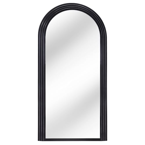 Riess Ambiente Design Wandspiegel Art Deco 160cm schwarz Bodenspiegel rund Ankleidespiegel Flurspiegel Schlafzimmerspiegel Ganzkörperspiegel Garderobenspiegel von Riess Ambiente
