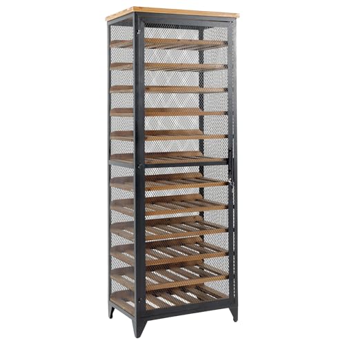 Riess Ambiente Design Weinschrank Bodega - 185cm - Natur braun schwarz - Tannenholz Eisen Weinregal 72 Flaschen abschließbar von Riess Ambiente