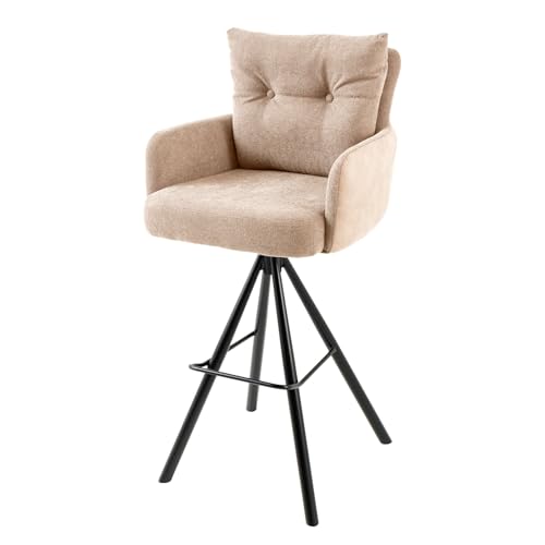 Riess Ambiente Drehbarer Design Barhocker Big George - Champagner beige Samt - Federkern mit Armlehnen von Riess Ambiente