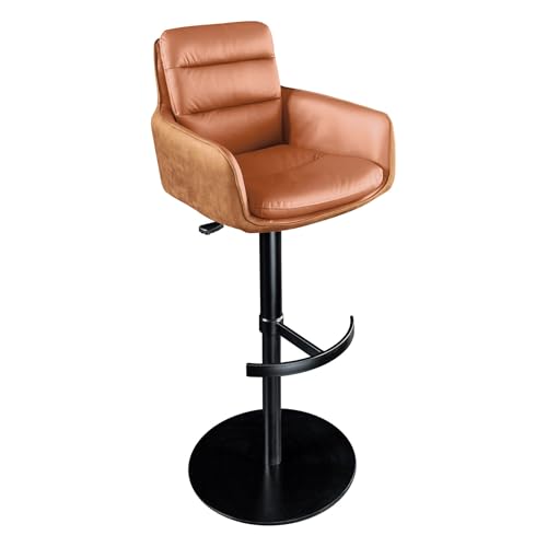 Riess Ambiente Drehbarer Design Barhocker Big George - Cognac braun - Echtleder - Barstuhl höhenverstellbar mit Armlehnen von Riess Ambiente