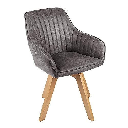 Riess Ambiente Drehbarer Design Stuhl Livorno grau Samt Buchenholz Beine Esszimmerstuhl Küchenstuhl von Riess Ambiente