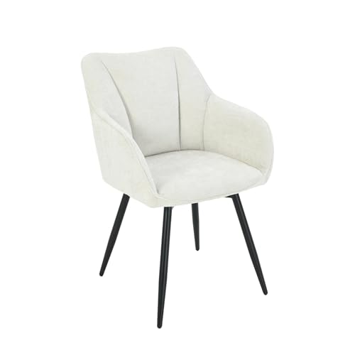 Riess Ambiente Drehbarer Retro Stuhl Avignon - beige - Chenille Schwarze Metallbeine Drehstuhl Polsterstuhl Esszimmerstuhl von Riess Ambiente