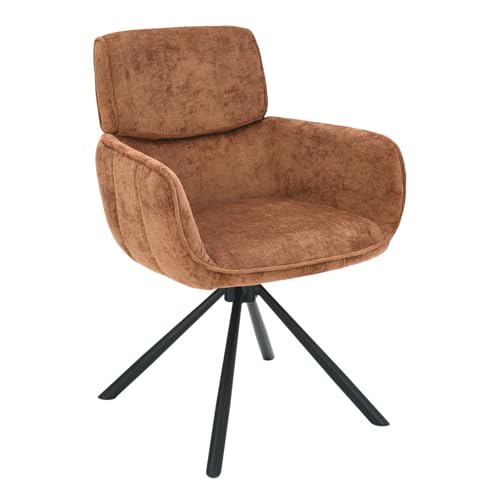 Riess Ambiente Drehbarer Retro Stuhl Unique - rost braun - Chenille Schwarze Metallbeine mit Armlehne Esszimmerstuhl Drehstuhl Polsterstuhl von Riess Ambiente