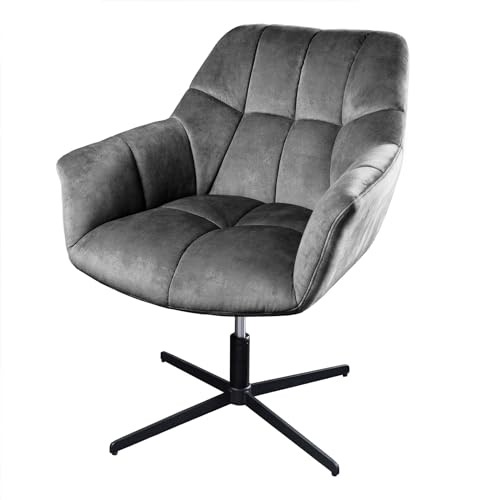 Riess Ambiente Drehbarer Sessel Papillon grau Samt schwarz Metall höhenverstellbar mit Armlehne drehbar Wohnzimmersessel Polstersessel TV-Sessel Relaxsessel von Riess Ambiente