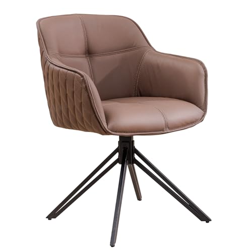 Riess Ambiente Drehbarer Stuhl Euphoria - 80cm - braun schwarz Echtleder Metallgestell mit Armlehne Drehstuhl Polsterstuhl Riess Ambiente Drehbarer Stuhl Euphoria - 80cm - braun schwarz Echtleder Metallgestell mit Armlehne Drehstuhl Polsterstuhl von Riess Ambiente
