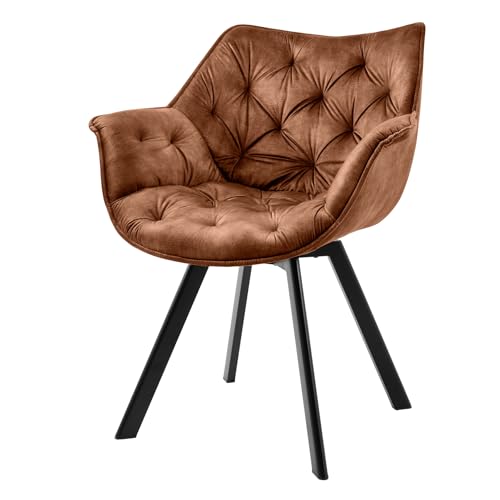 Riess Ambiente Drehbarer Stuhl The Dutch Comfort - 80cm - rost braun Samt mit Armlehnen Modern Drehstuhl Polsterstuhl von Riess Ambiente