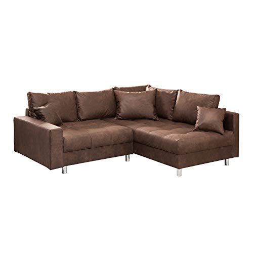 Riess Ambiente Ecksofa Kent 220cm braun Federkern inkl. Hocker und Kissen Sofa Couch Ottomane beidseitig aufbaubar von Riess Ambiente