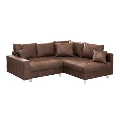 Riess Ambiente Ecksofa Kent 220cm braun Federkern inkl. Hocker und Kissen Sofa Couch Ottomane beidseitig aufbaubar von Riess Ambiente