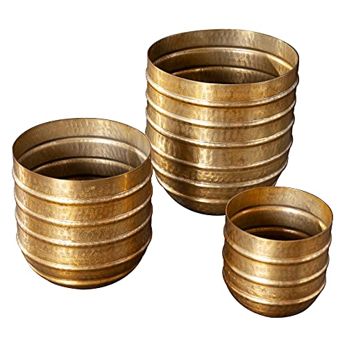 Riess Ambiente Edles 3er Set Blumen Übertopf Orient Gold Vasen im Hammerschlag Design Blumentopf Pflanzentöpfe Riess Ambiente Edles 3er Set Blumen Übertopf Orient Gold Vasen im Hammerschlag Design Blumentopf Pflanzentöpfe von Riess Ambiente