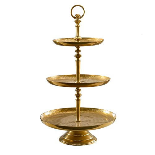 Riess Ambiente Elegante Etagere ORIENT 50cm gold Hammerschlag Design mit drei Etagen Servierständer Obstschale 3 Ablagefächer von Riess Ambiente