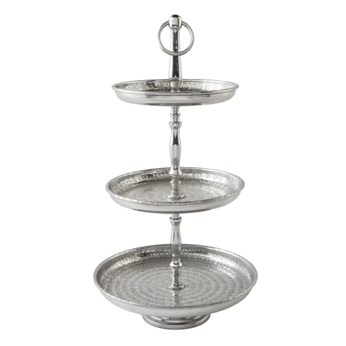 Riess Ambiente Elegante Etagere Orient 48cm Silber Hammerschlag Design mit DREI Etagen Servierständer Obstschale 3 Ablagefächer von Riess Ambiente