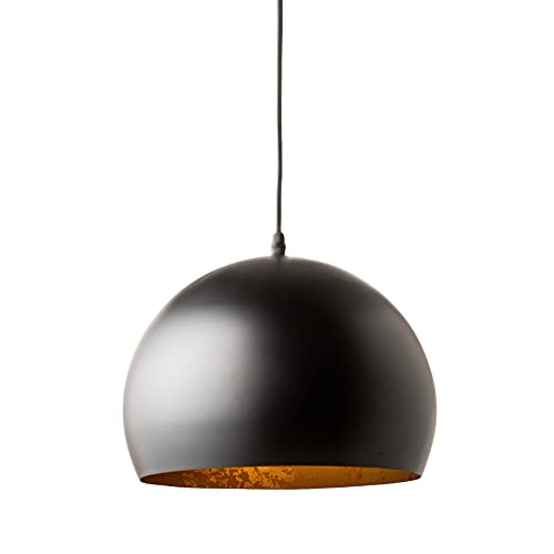 Elegante Hängelampe BLACK GOLDEN BALL 30cm schwarz E27 mit Blattgoldoptik Hängeleuchte Kugelleuchte von Riess Ambiente