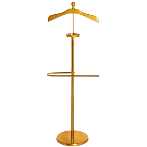 Riess Ambiente Eleganter Herrendiener Valet 128cm Gold Aluminium Kleiderhaken Garderobenständer Garderobe Kleiderablage Kleiderzimmer Flur von Riess Ambiente