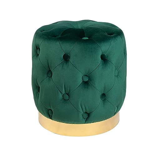 Riess Ambiente Eleganter Hocker MODERN BAROCK 37cm dunkelgrün Gold Samt Sitzhocker Samthocker von Riess Ambiente