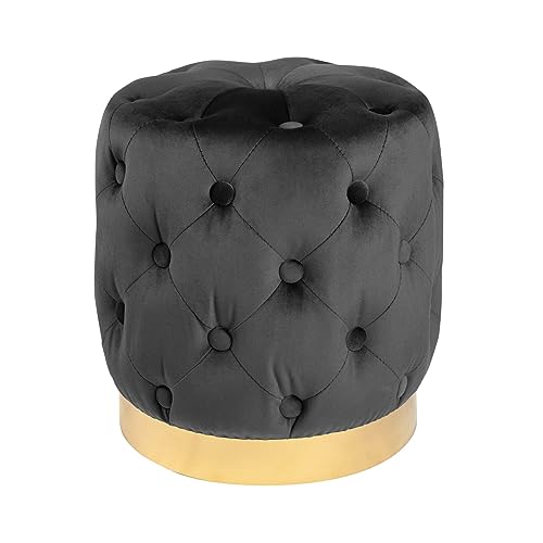 Riess Ambiente Eleganter Hocker MODERN BAROCK 37cm schwarz-Gold Samt Sitzhocker Samthocker von Riess Ambiente