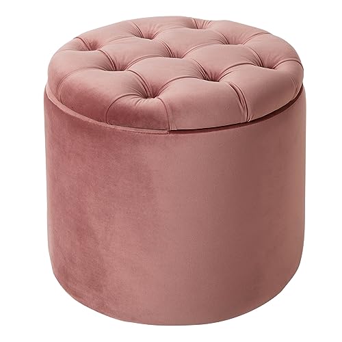 Riess Ambiente Eleganter Hocker MODERN BAROCK 50cm Altrosa Samt Couchtisch Tisch Aufbewahrungskorb Sitzhocker von Riess Ambiente