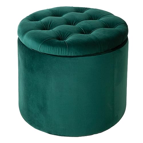 Riess Ambiente Eleganter Hocker MODERN BAROCK 50cm dunkelgrün Samt Couchtisch Tisch Aufbewahrungskorb Sitzhocker von Riess Ambiente