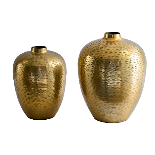 Riess Ambiente Elegantes Vasen 2er Set Oriental 31cm Gold Hammerschlag Design Dekovasen Wohnaccessoire Dekoration von Riess Ambiente