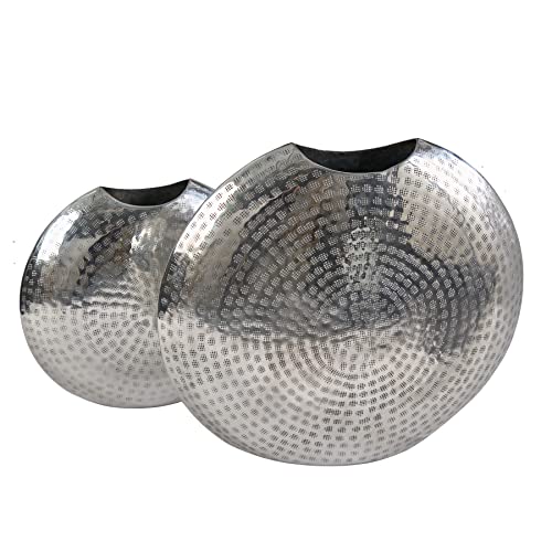 Riess Ambiente Elegantes Vasen 2er Set Oriental 44cm Silber Hammerschlag Design Vase Dekovasen Wohnaccessoire Dekoration von Riess Ambiente