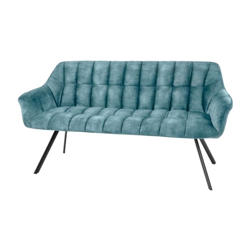 Riess Ambiente Esszimmer Sitzbank Papillon - 165cm - Petrol schwarz - Samt Metallgestell Rückenlehne Armlehnen Polsterbank Küchenbank Esszimmerbank von Riess Ambiente