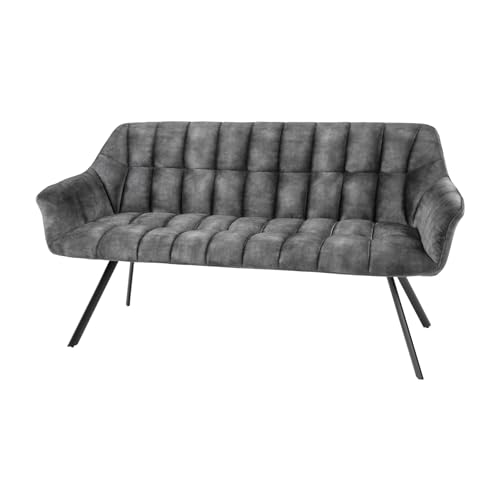 Riess Ambiente Esszimmer Sitzbank Papillon - 165cm - grau schwarz - Samt Metallgestell Rückenlehne Armlehnen Polsterbank Küchenbank Esszimmerbank von Riess Ambiente