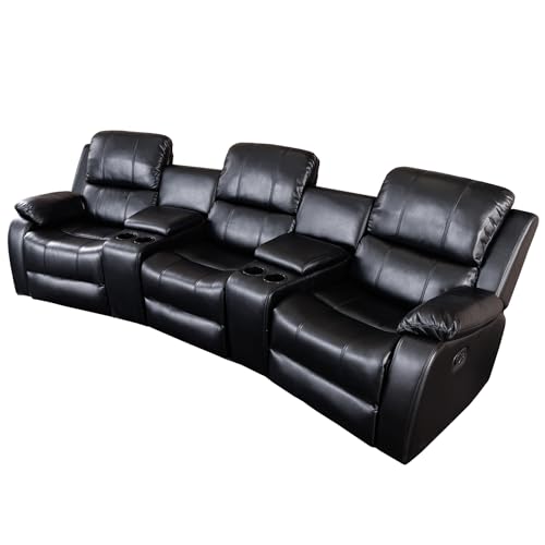 Riess Ambiente Exklusiver 3er Kinosessel Hollywood - schwarz - Kunstleder Polyester - Relaxsessel mit Cupholder Polsterung Fußstützen Riess Ambiente Exklusiver 3er Kinosessel Hollywood - schwarz - Kunstleder Polyester - Relaxsessel mit Cupholder Polsterung Fußstützen von Riess Ambiente