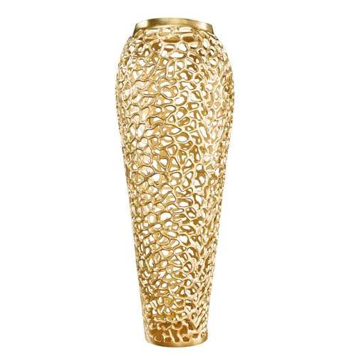 Riess Ambiente Filigrane Design XXL Vase Abstract Leaf 90cm Gold Handarbeit große Dekovase für Wohnzimmer, Flur, Schlafzimmer, Bad von Riess Ambiente
