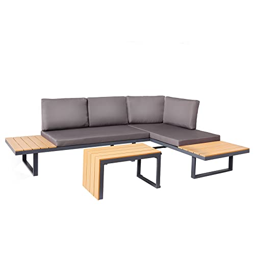 Riess Ambiente Große Garten Sitzgruppe Ibiza MODULAR Lounge 250cm Natur anthrazit Gartenmöbel inkl. Kissen und Tisch von Riess Ambiente