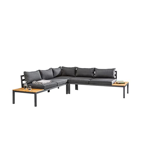 Riess Ambiente Große Garten Sitzgruppe Miami Lounge 240cm schwarz anthrazit Gartenmöbel inkl. Kissen Gartensitzgruppe Outdoormöbel Loungemöbel von Riess Ambiente