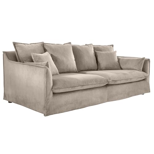 Riess Ambiente Großes 3-Sitzer Sofa Heaven - 200cm - Greige - Cord Federkern Hussensofa von Riess Ambiente