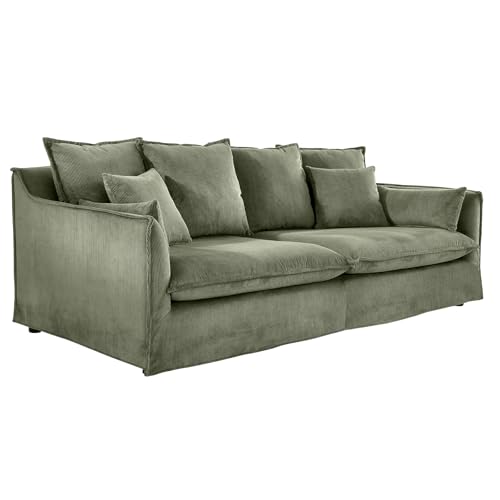Riess Ambiente Großes 3-Sitzer Sofa Heaven - 200cm - grün - Cord Federkern Hussensofa von Riess Ambiente