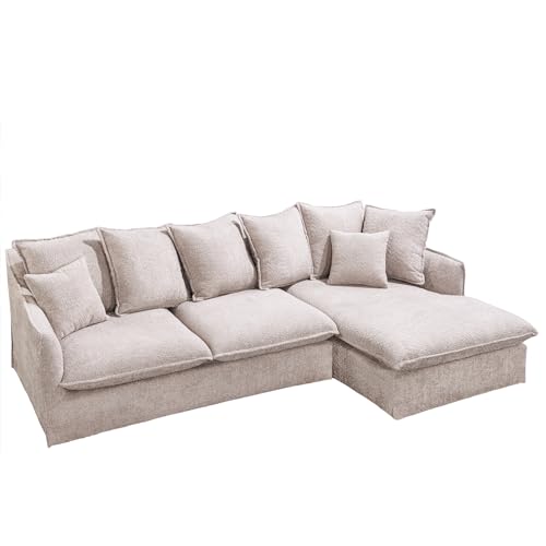 Riess Ambiente Großes Ecksofa Heaven - 255cm - Champagner beige - Bouclé Hussensofa mit Federkern - Eckcouch von Riess Ambiente