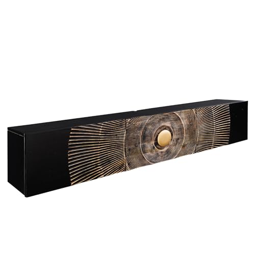 Riess Ambiente Hängendes TV-Lowboard GOLDEN Sunset 160cm schwarz Gold Mangoholz Handmade Wohnzimmerschrank Esszimmerschrank Hängeschrank von Riess Ambiente