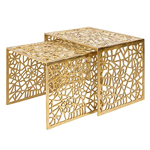 Riess Ambiente Handgearbeiteter Couchtisch Abstract 50cm 2er Set Gold im Gap Design Wohnzimmertisch Tisch Sofatisch Satztische Tischset von Riess Ambiente