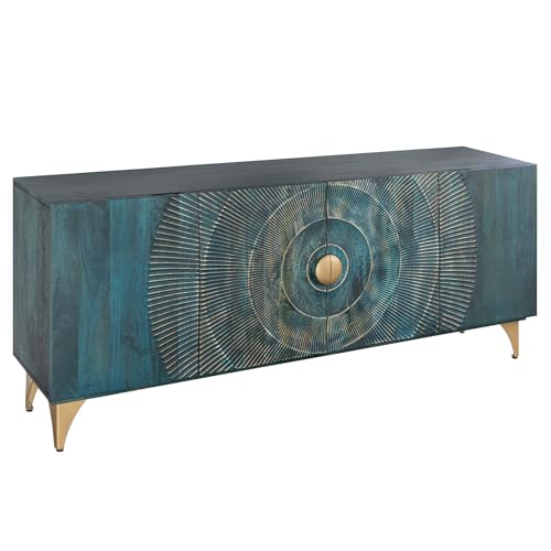 Riess Ambiente Handgearbeitetes Sideboard GOLDEN Sunset - 180cm - türkis Gold - Mangoholz Metallbeine von Riess Ambiente
