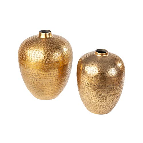 Riess Ambiente Handgearbeitetes Vasen 2er Set Oriental 33cm Gold mit Bodenschutz in Handarbeit verziert Dekovase Blumenvasen Riess Ambiente Handgearbeitetes Vasen 2er Set Oriental 33cm Gold mit Bodenschutz in Handarbeit verziert Dekovase Blumenvasen von Riess Ambiente