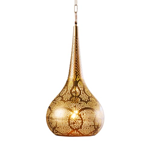 Riess Ambiente Handgefertigte Hängelampe Orient Living - 50cm - Gold Eisen Tropfenform Lampe Hängeleuchte von Riess Ambiente