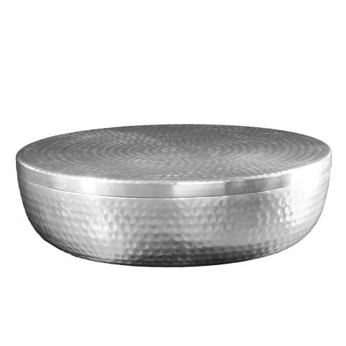 Handgefertigte Schale Orient - 40cm - Silber Metall - rund mit Deckel Schmuck-Dose von Riess Ambiente