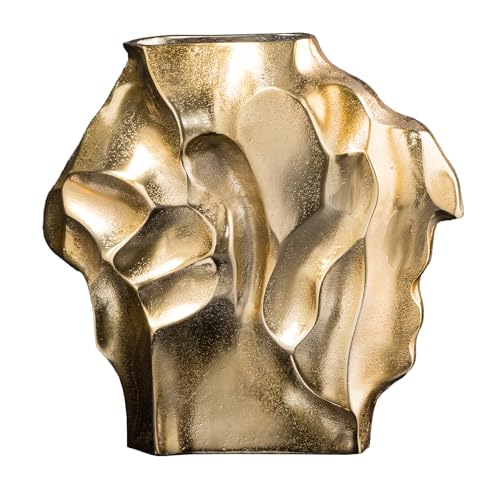 Riess Ambiente Handgefertigte Vase Liquid - 30cm - Gold - Metall Hammerschlag Design von Riess Ambiente