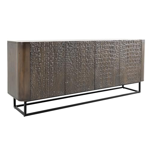 Riess Ambiente Handgefertigtes Sideboard Croco - 180cm - braun - Mangoholz mit 3D Schnitzereien massiv schwarz Metall Riess Ambiente Handgefertigtes Sideboard Croco - 180cm - braun - Mangoholz mit 3D Schnitzereien massiv schwarz Metall von Riess Ambiente