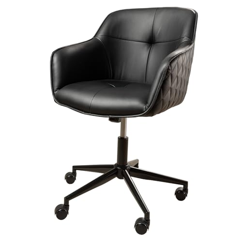 Riess Ambiente Höhenverstellbarer Bürostuhl Euphoria schwarz Kunstleder drehbar Ziersteppung gepolstert Schreibtischstuhl PC-Stuhl Stuhl mit Armlehne von Riess Ambiente